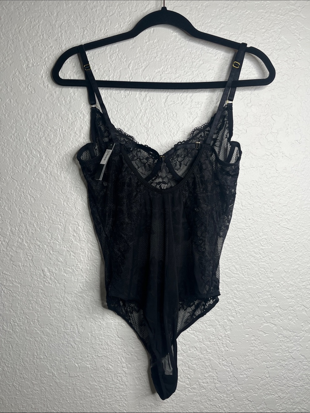 NWT Gooseberry Intimates Coquette Lace Bodysuit in Black Sz L - Picture 6 of 8